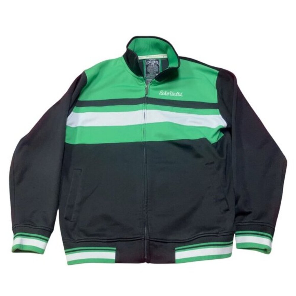 Vintage Y2K Ecko Unltd Track Jacket Men's M Black Green White Full Zip Hip Hop